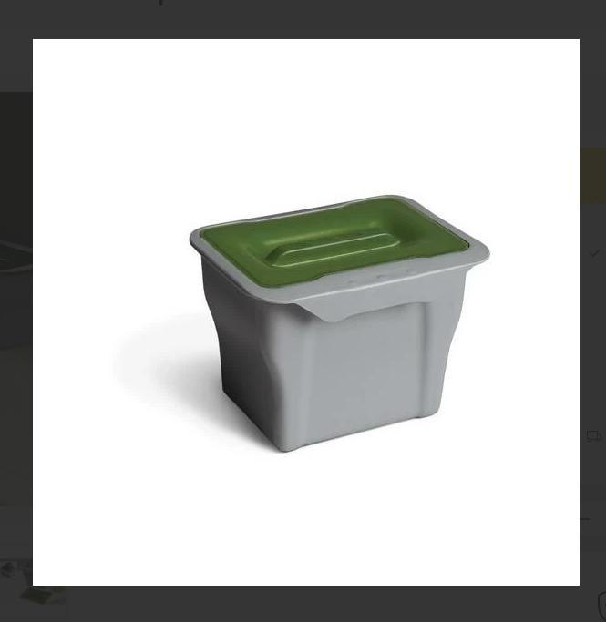 картинка Контейнер (5л), пластик серый с зелёной крышкой 